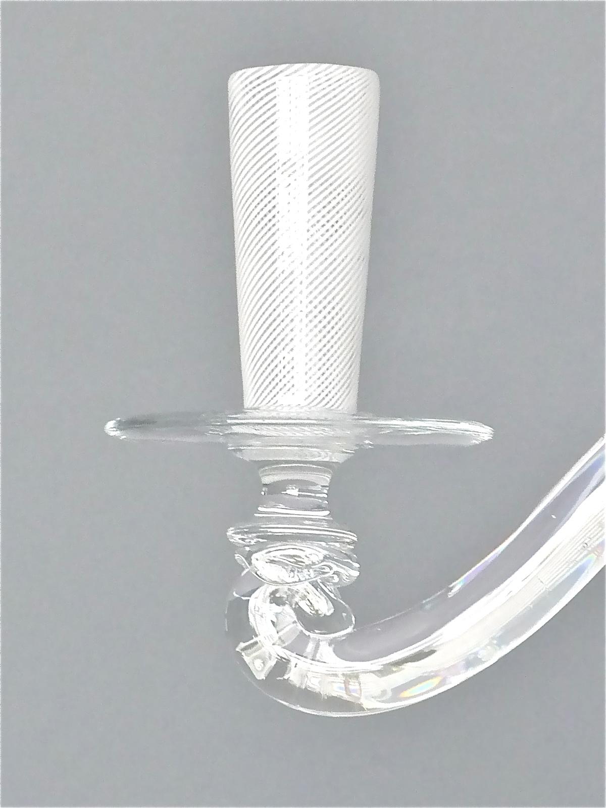 Art Deco Rare Italian Mezza Filligrana Murano Glass Candle Holder Venini Zecchin 1930s For Sale