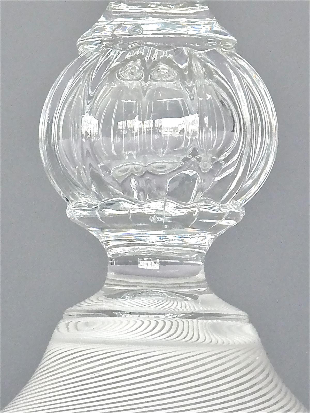 Rare Italian Mezza Filligrana Murano Glass Candle Holder Venini Zecchin 1930s In Good Condition For Sale In Nierstein am Rhein, DE