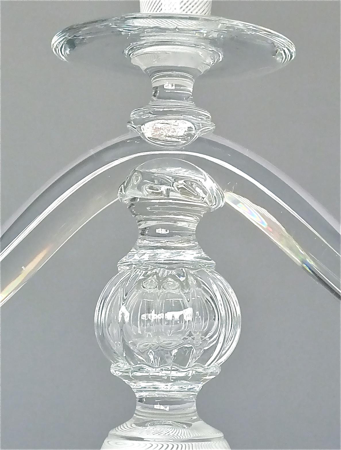 Rare Italian Mezza Filligrana Murano Glass Candle Holder Venini Zecchin 1930s For Sale 1