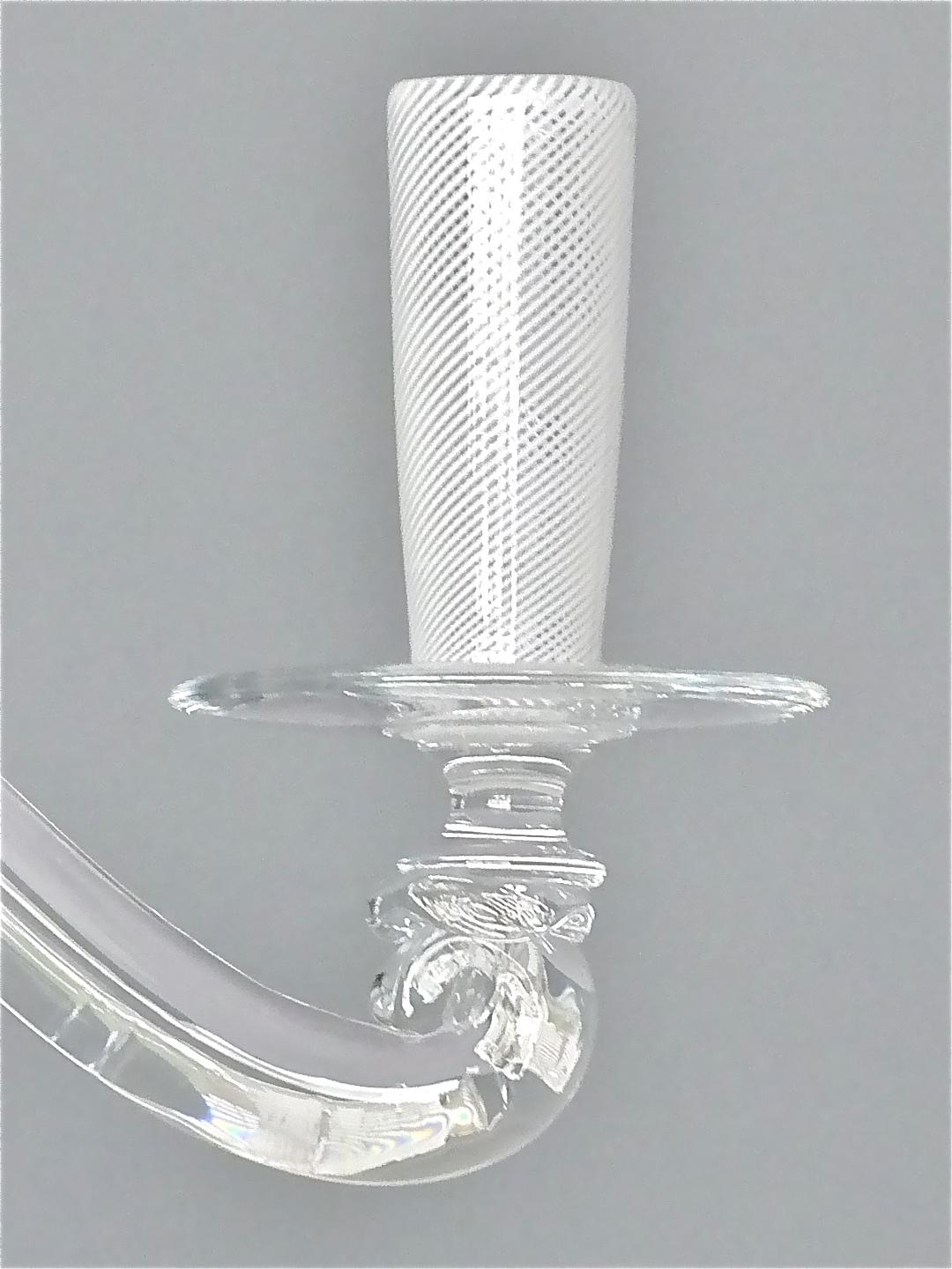 Rare Italian Mezza Filligrana Murano Glass Candle Holder Venini Zecchin 1930s For Sale 2