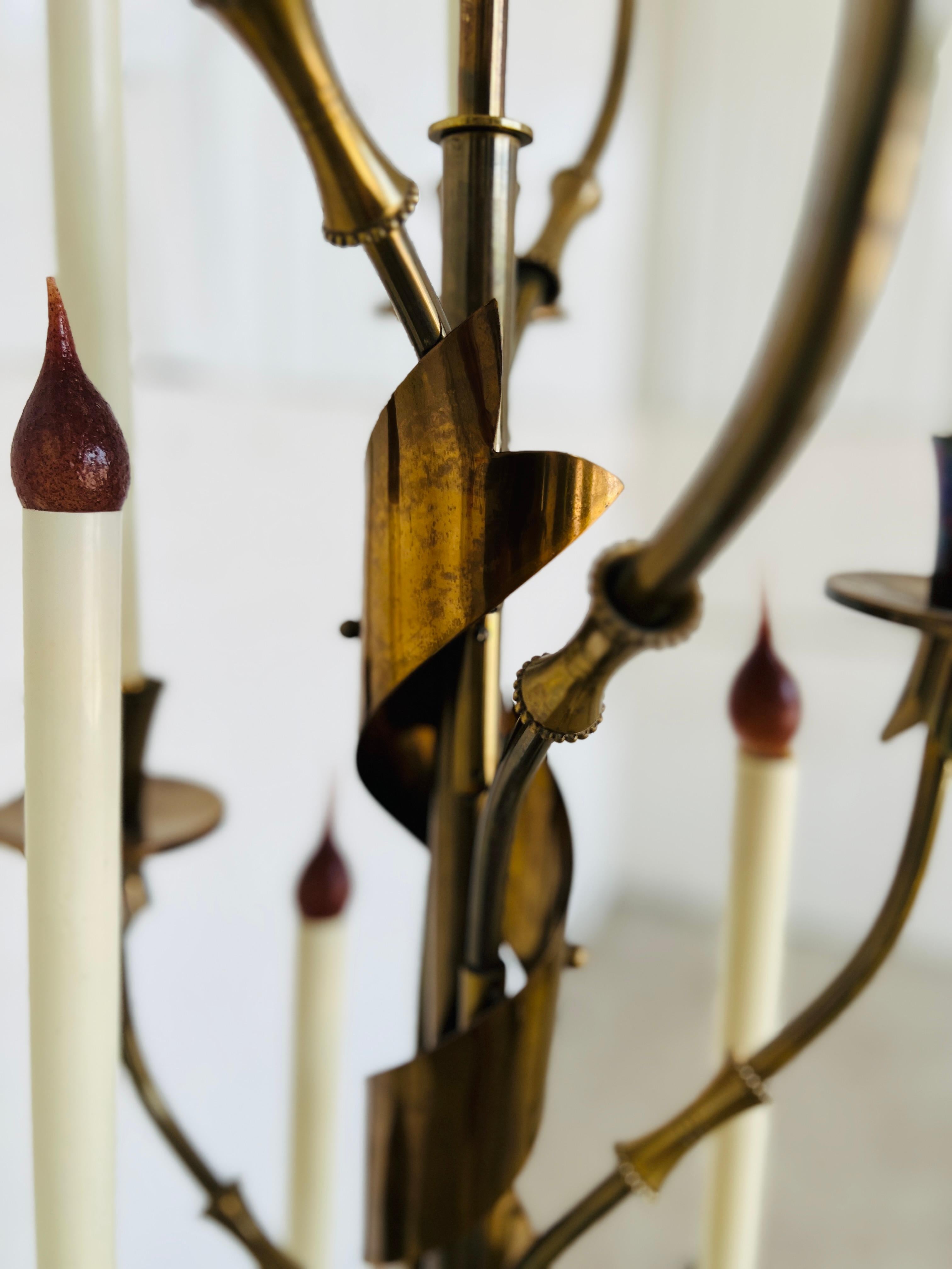 Rare, Italian Mid Century Stilnovo 10-Light Brass & Marble Floor Lamp C. 1960 For Sale 6