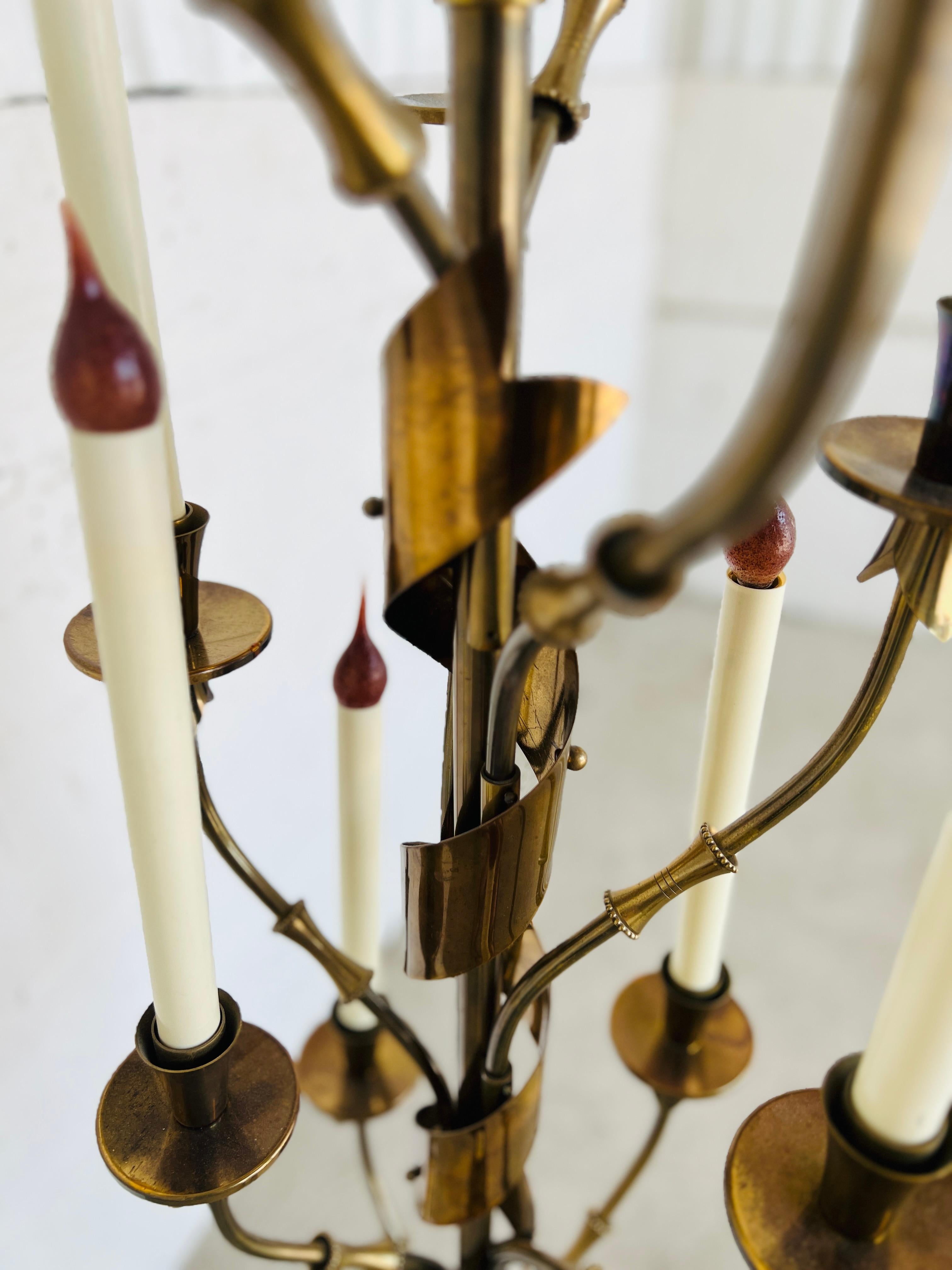 Rare, Italian Mid Century Stilnovo 10-Light Brass & Marble Floor Lamp C. 1960 For Sale 7