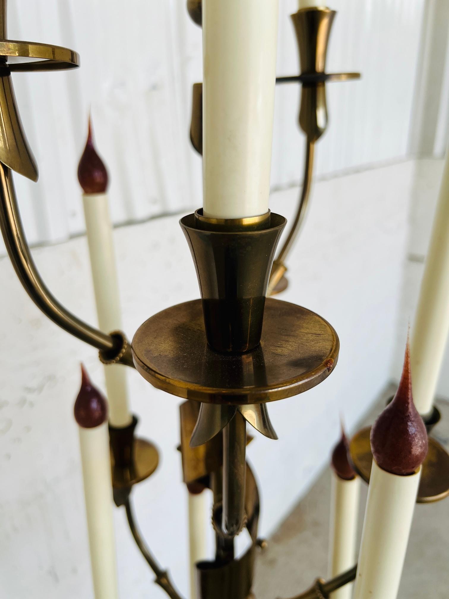Rare, Italian Mid Century Stilnovo 10-Light Brass & Marble Floor Lamp C. 1960 For Sale 8