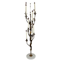 Rara lampada da terra in ottone e marmo a 10 luci di Stilnovo, metà del secolo scorso, C.C. 1960