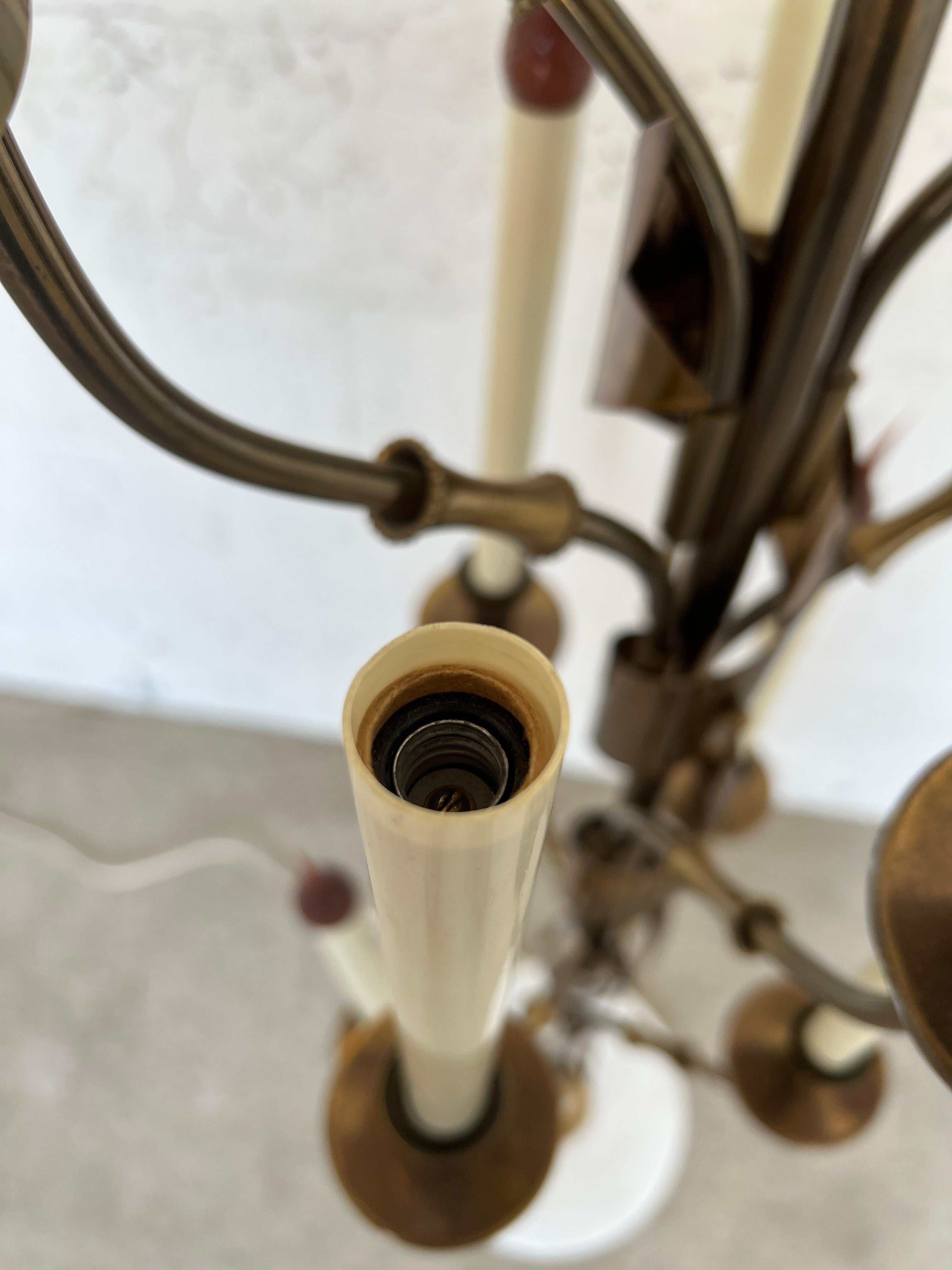 Rare, Italian Mid Century Stilnovo 10-Light Brass & Marble Floor Lamp C. 1960 In Good Condition For Sale In Atlanta, GA