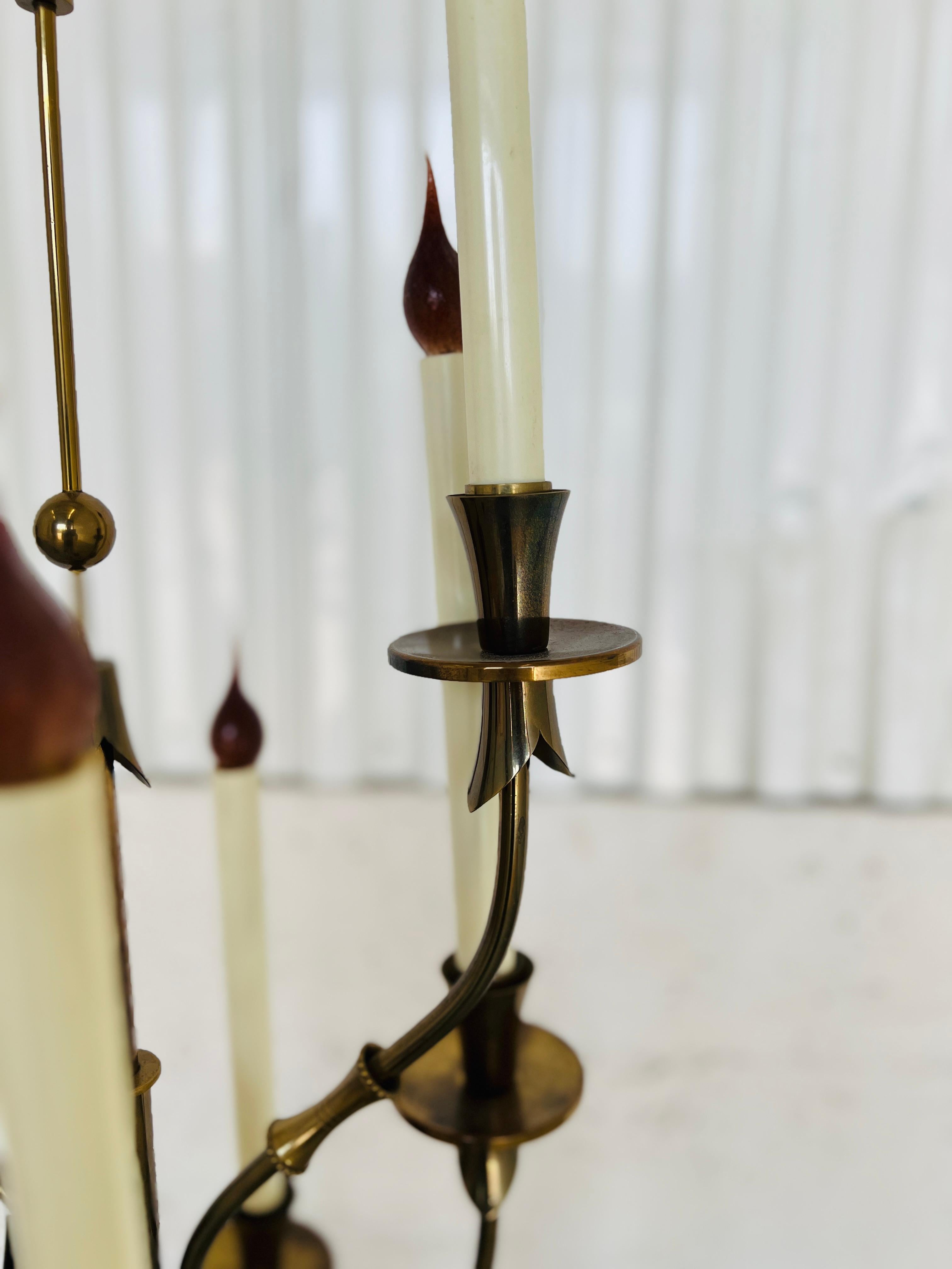 Rare, Italian Mid Century Stilnovo 10-Light Brass & Marble Floor Lamp C. 1960 For Sale 1