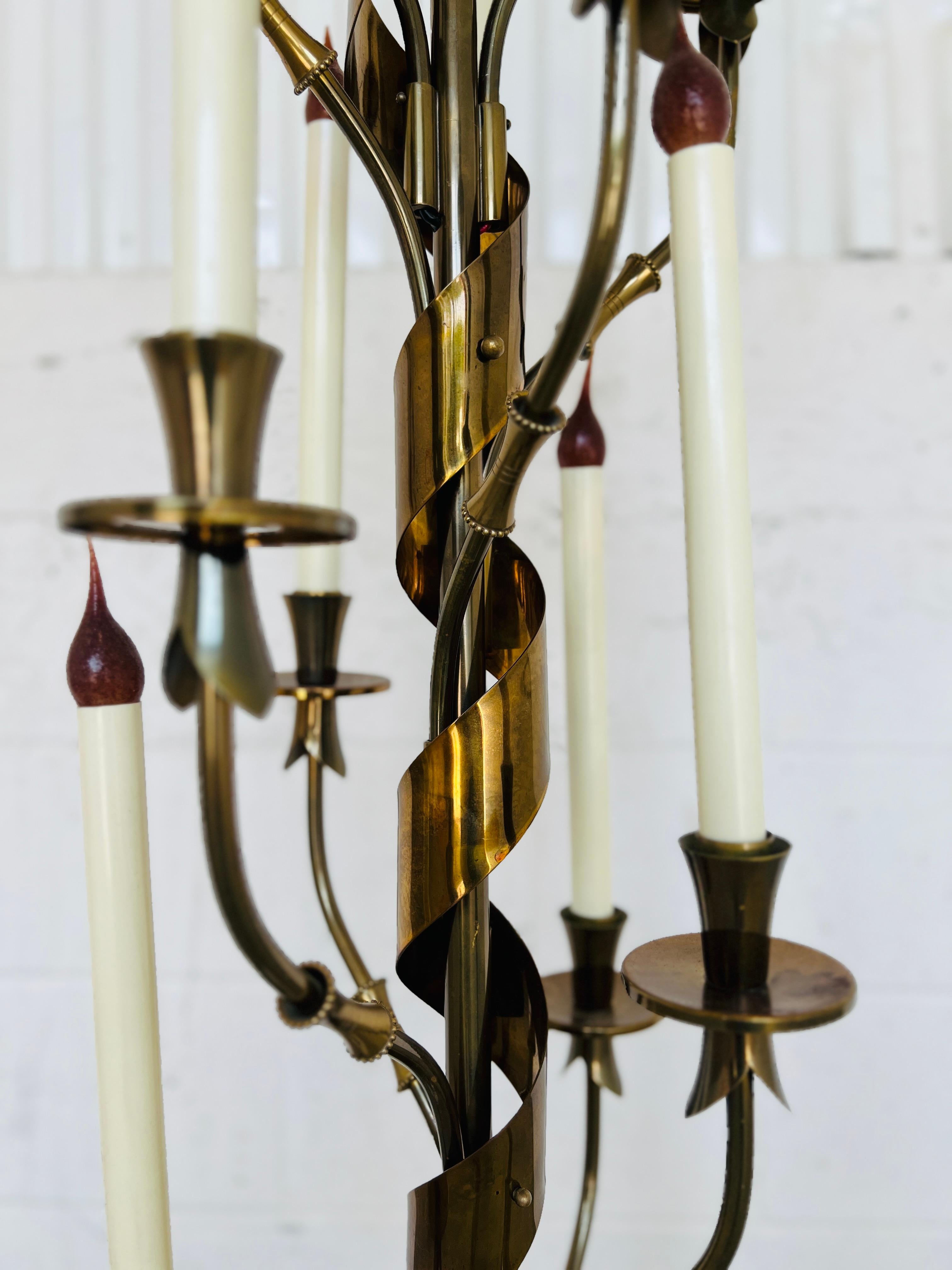 Rare, Italian Mid Century Stilnovo 10-Light Brass & Marble Floor Lamp C. 1960 For Sale 2