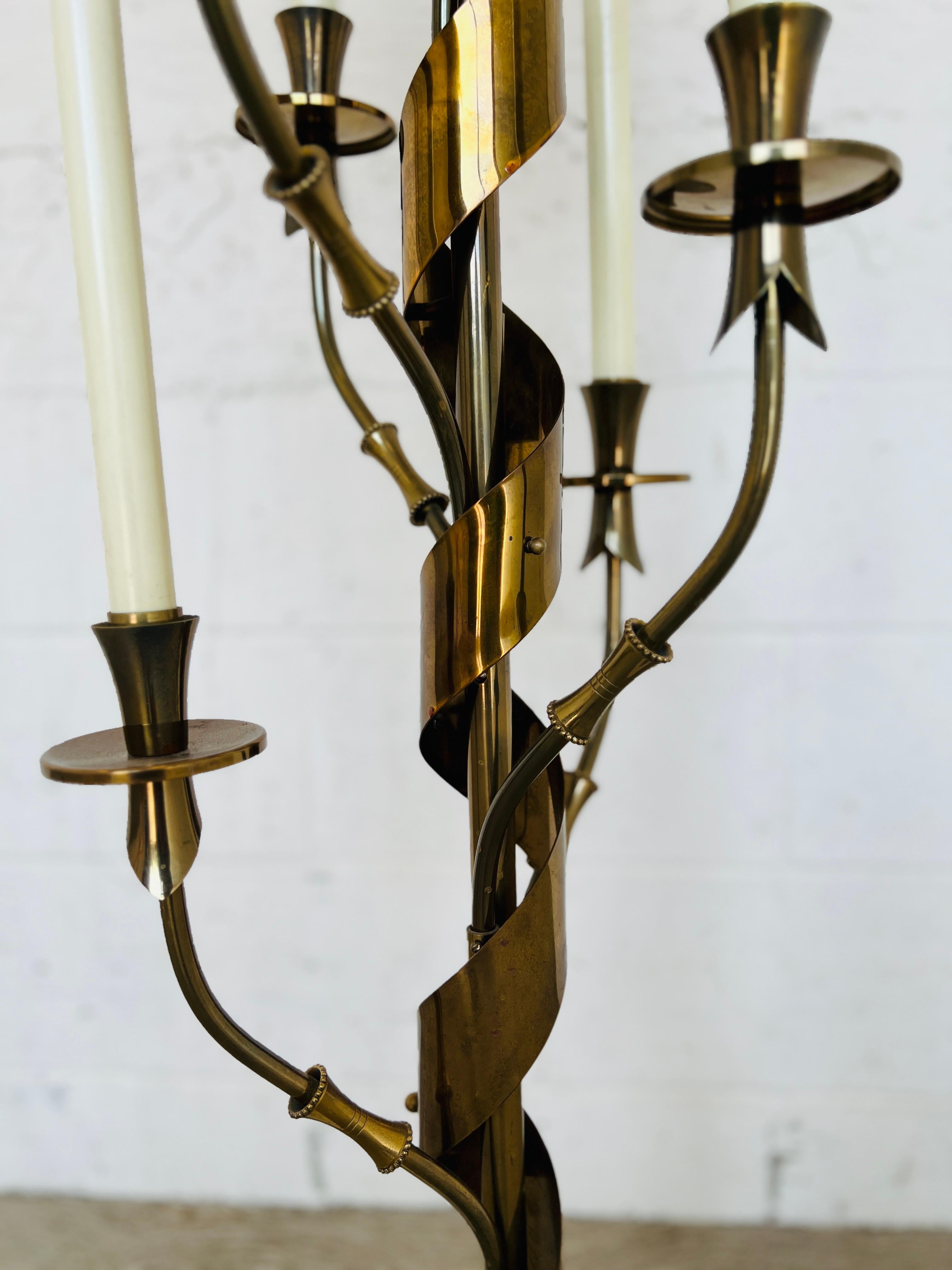 Rare, Italian Mid Century Stilnovo 10-Light Brass & Marble Floor Lamp C. 1960 For Sale 3