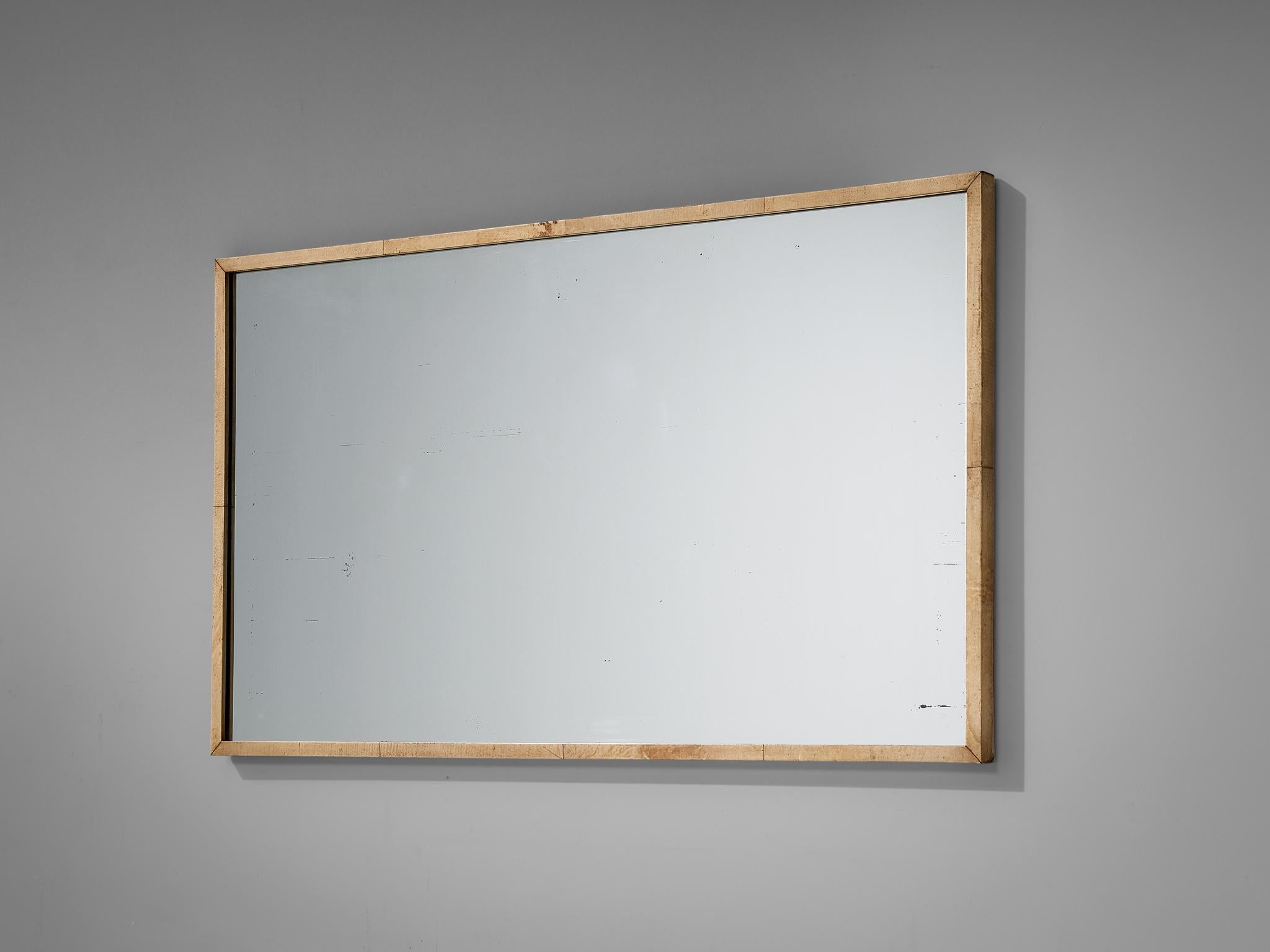 Wood Rare Italian Mirror by Valzania in Parchment