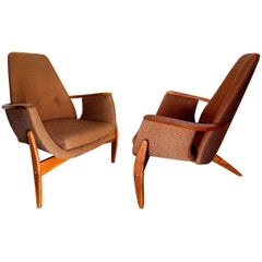 Retro Rare Italian Modern Walnut 3-Leg Lounge Chair, Luigi Tiengo for Cimon