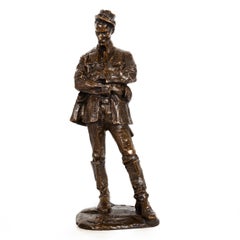 Seltene modernistische italienische Bronzeskulptur von General Sirtori von Enrico Butti