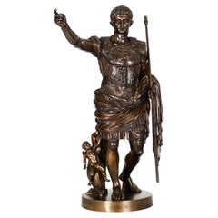 Italienische Grand Tour Bronzeskulptur "Augustus Prima Porta" von Boschetti ca. 1870