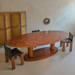 Rare Italian Oval Dining Table Attributed to Paolo Portoghesi