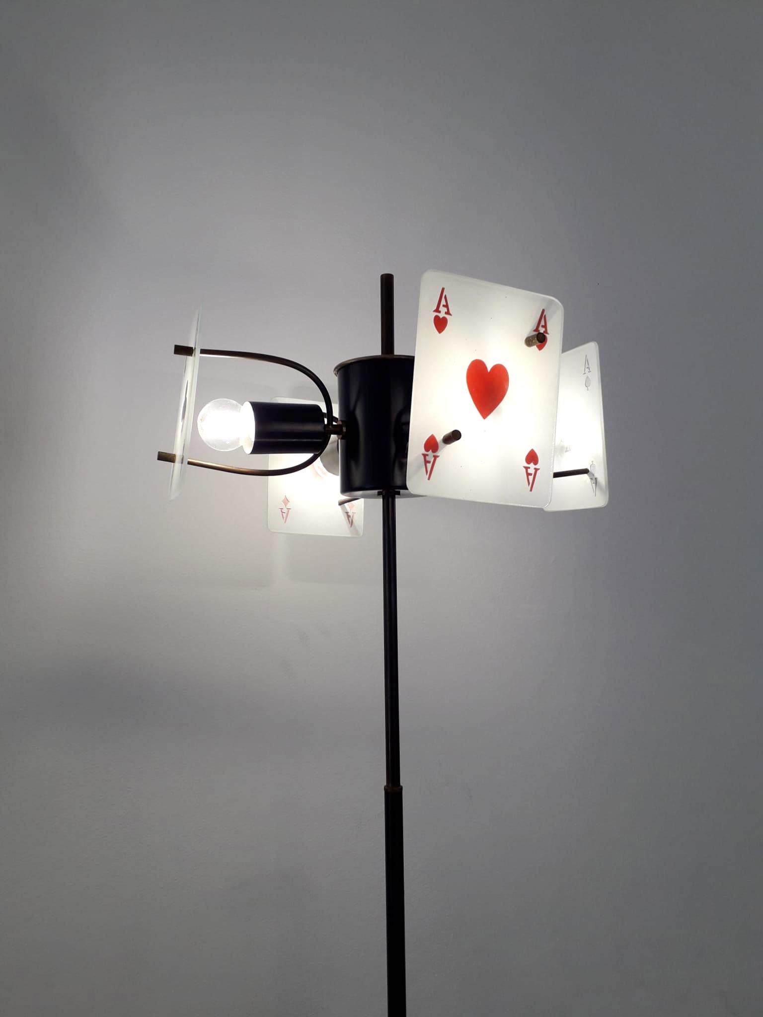 20th Century Rare Italian Poker Floor Lamp For Sale