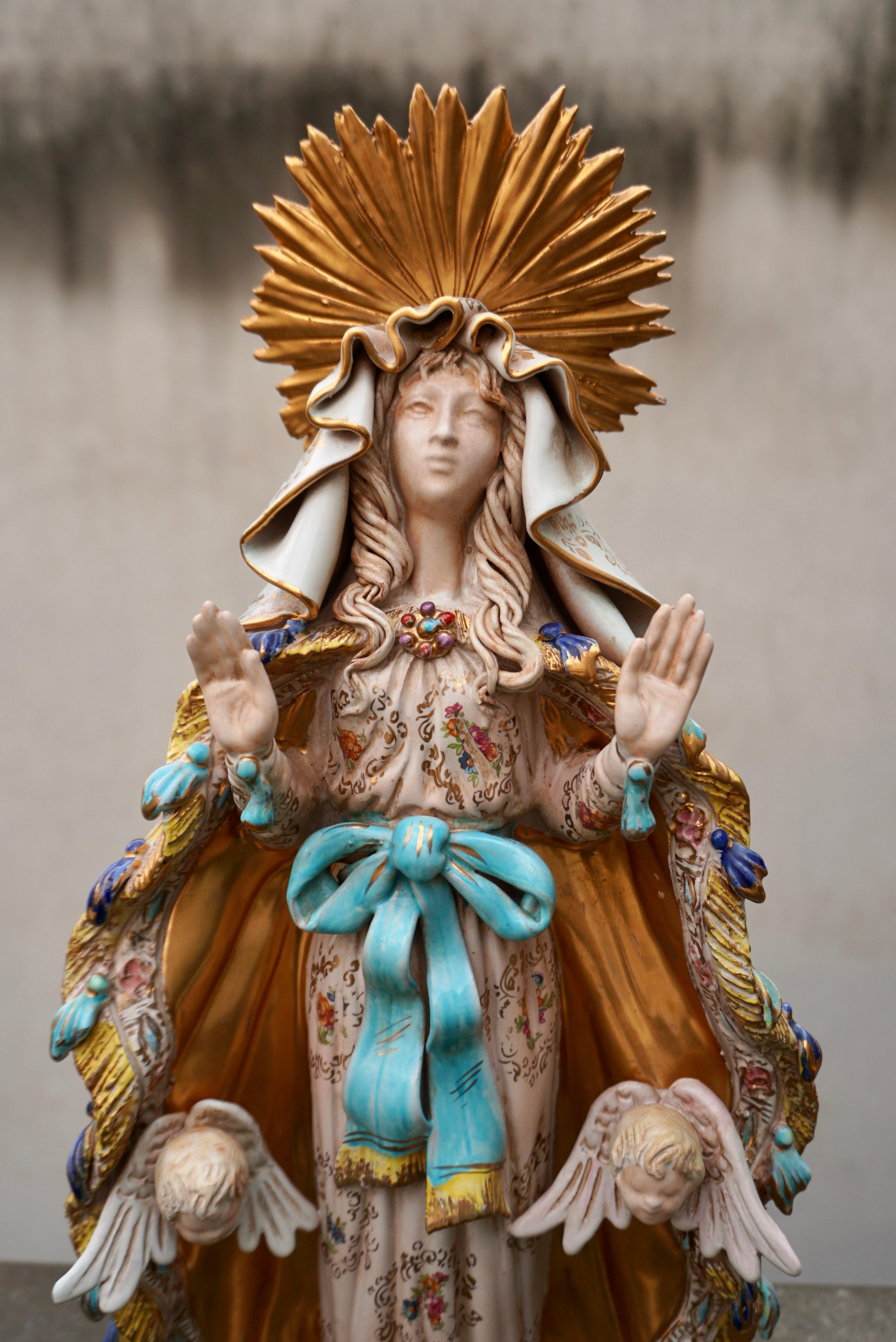 Seltenes italienisches Porzellan Madonna von Paolo Marioni (Moderne der Mitte des Jahrhunderts) im Angebot