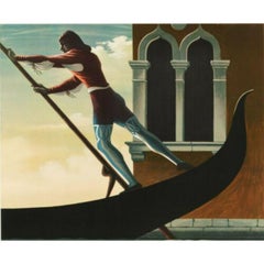 A M Cassandre, Rare Italian Railways Poster, Venice, Gondola, 1951