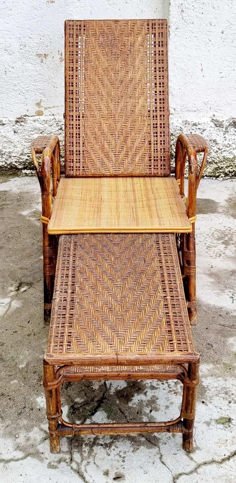 Chaises longues italiennes rares en rotin et osier de Bonacina, Italie, années 30 en vente 6