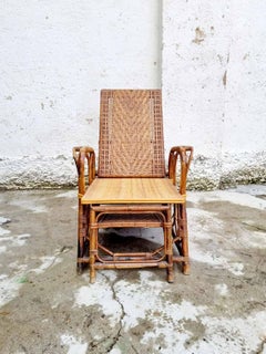 Rara Chaise Longues italiana de ratán y mimbre de Bonacina, Italia años 30