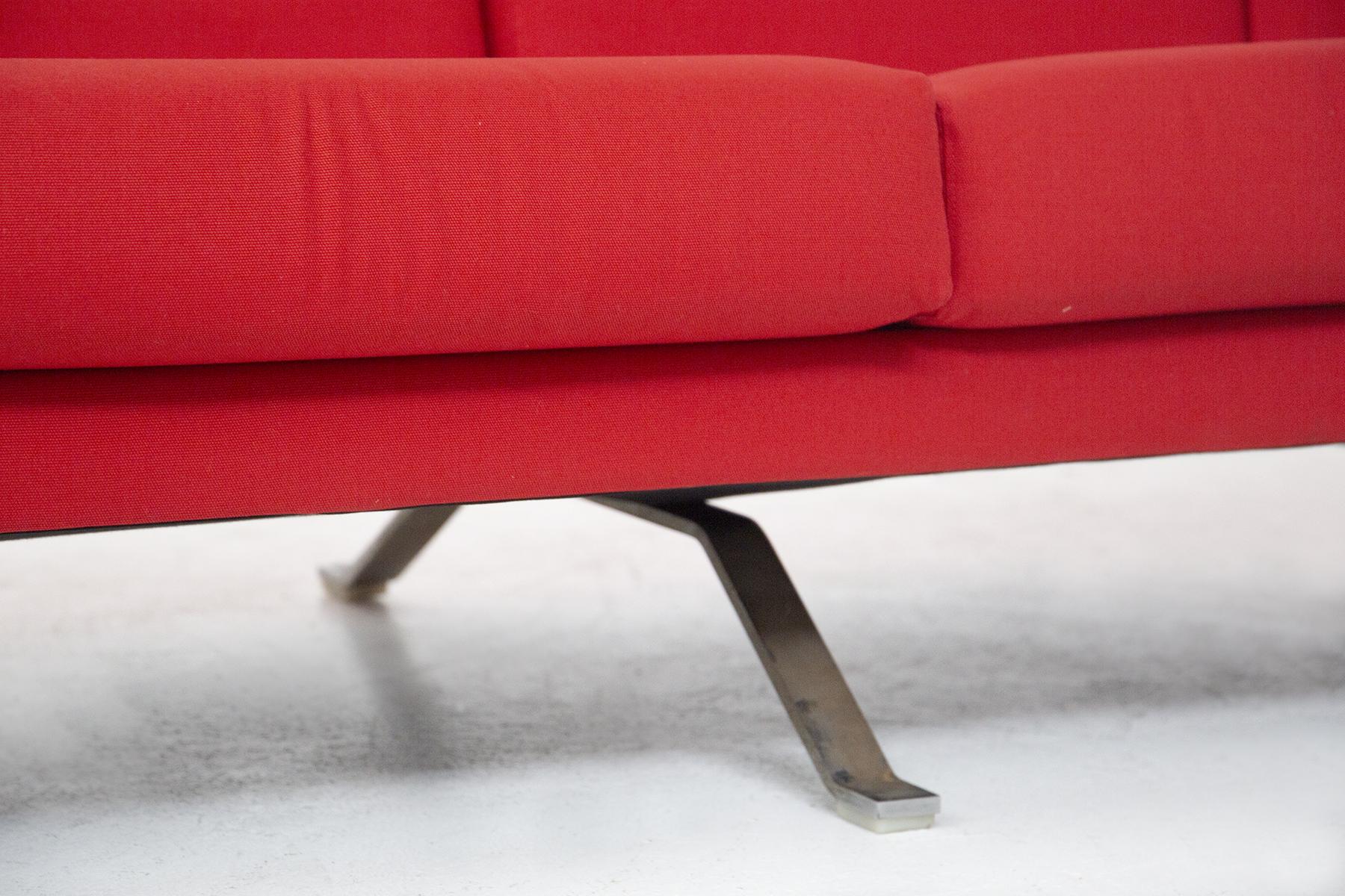 Steel Rare Italian Red Sofa by Ico Parisi for Cassina Mod. 875, Published For Sale