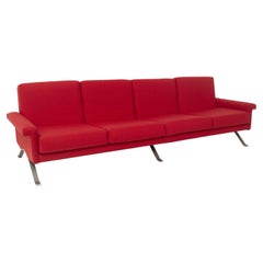 Retro Rare Italian Red Sofa by Ico Parisi for Cassina Mod. 875, Published