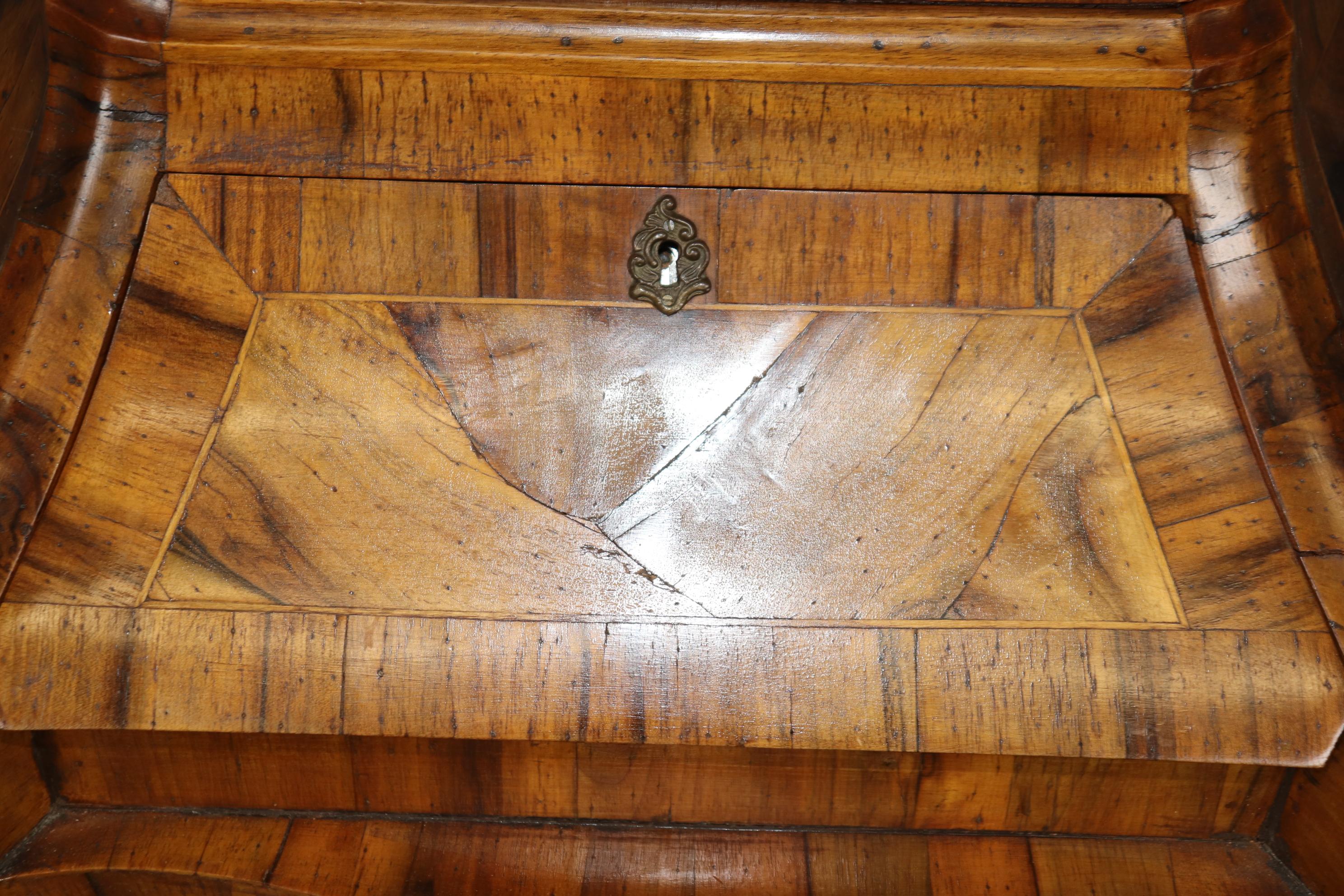 Rare Italian Rococo Coke Bottle Curves Olivewood Secretary Desk Bookcase Top 8