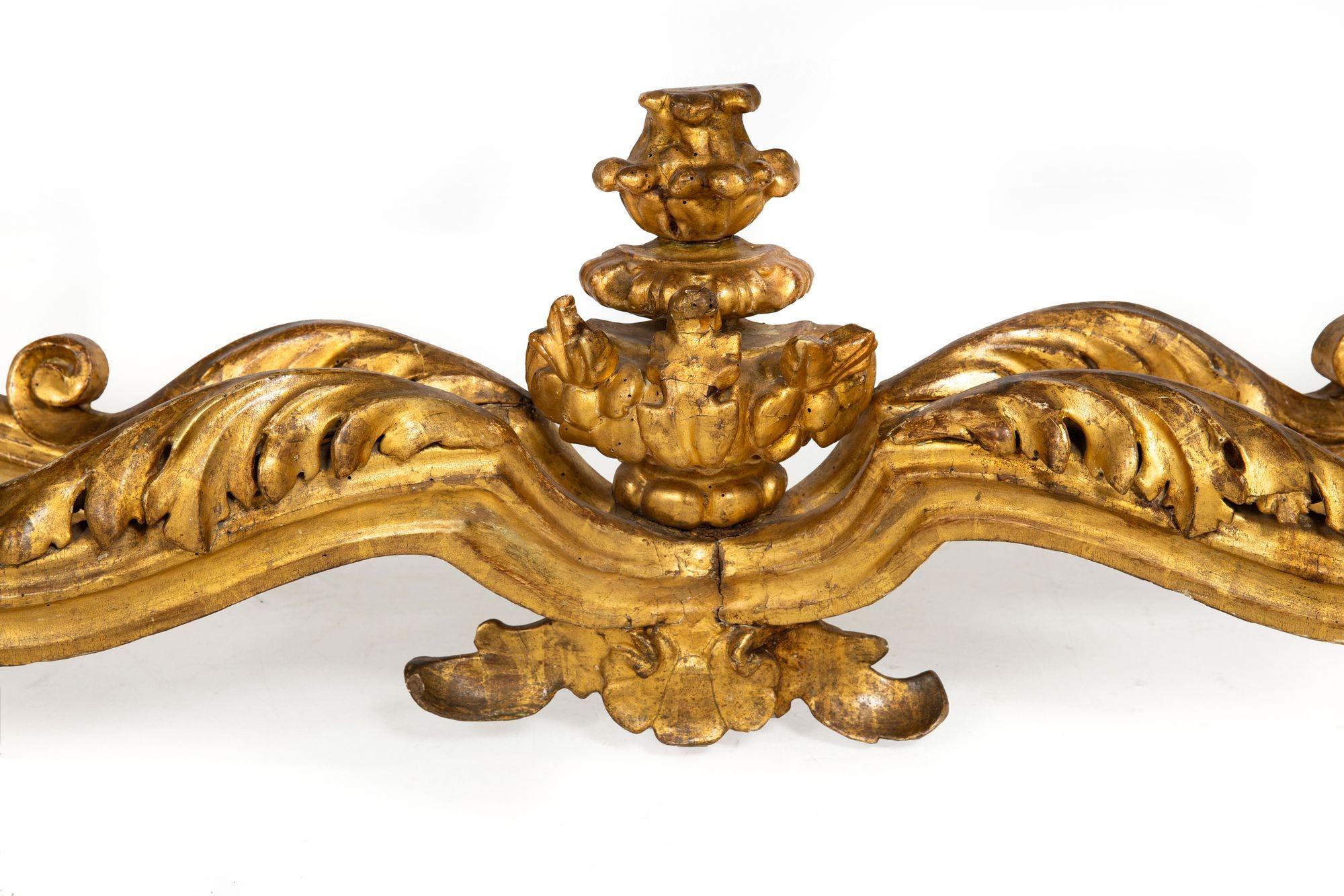 Rare Italian Rococo Giltwood Fossilized Marble Console Table ca. 1750 For Sale 14