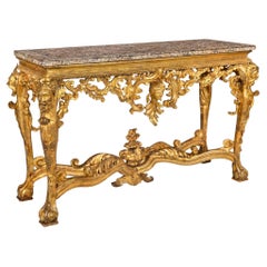 Seltener italienischer Rokoko-Konsolentisch aus versteinertem Marmor ca. 1750