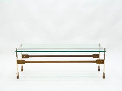 Rare Italian Santambrogio & De Berti Brass Rosewood Coffee Table, 1960s