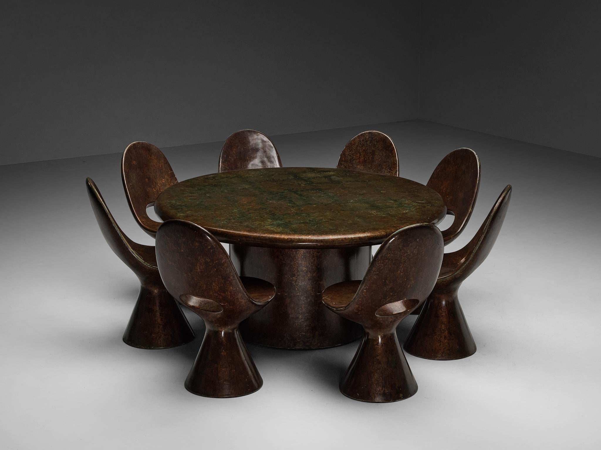 Rare ensemble italien de salle à manger sculpturale avec surface irisée 1