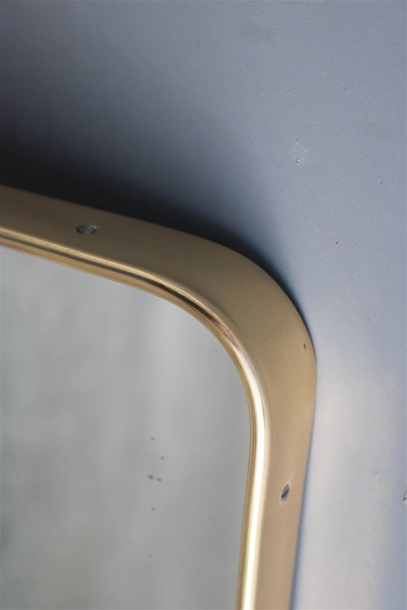 Rare Italian Shaped Mirror in Midcentury Style  Gio Ponti Style Brass Gold  For Sale 5