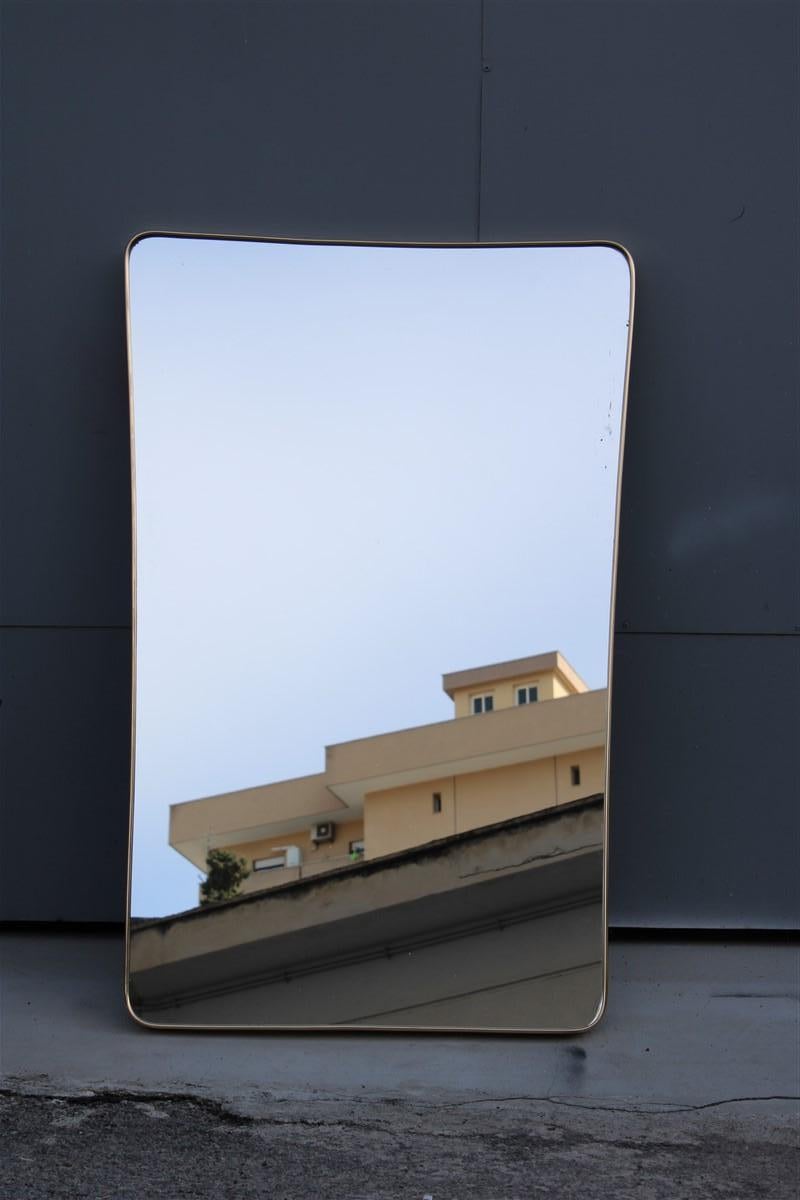 Rare Italian Shaped Mirror in Midcentury Style  Gio Ponti Style Brass Gold  For Sale 2