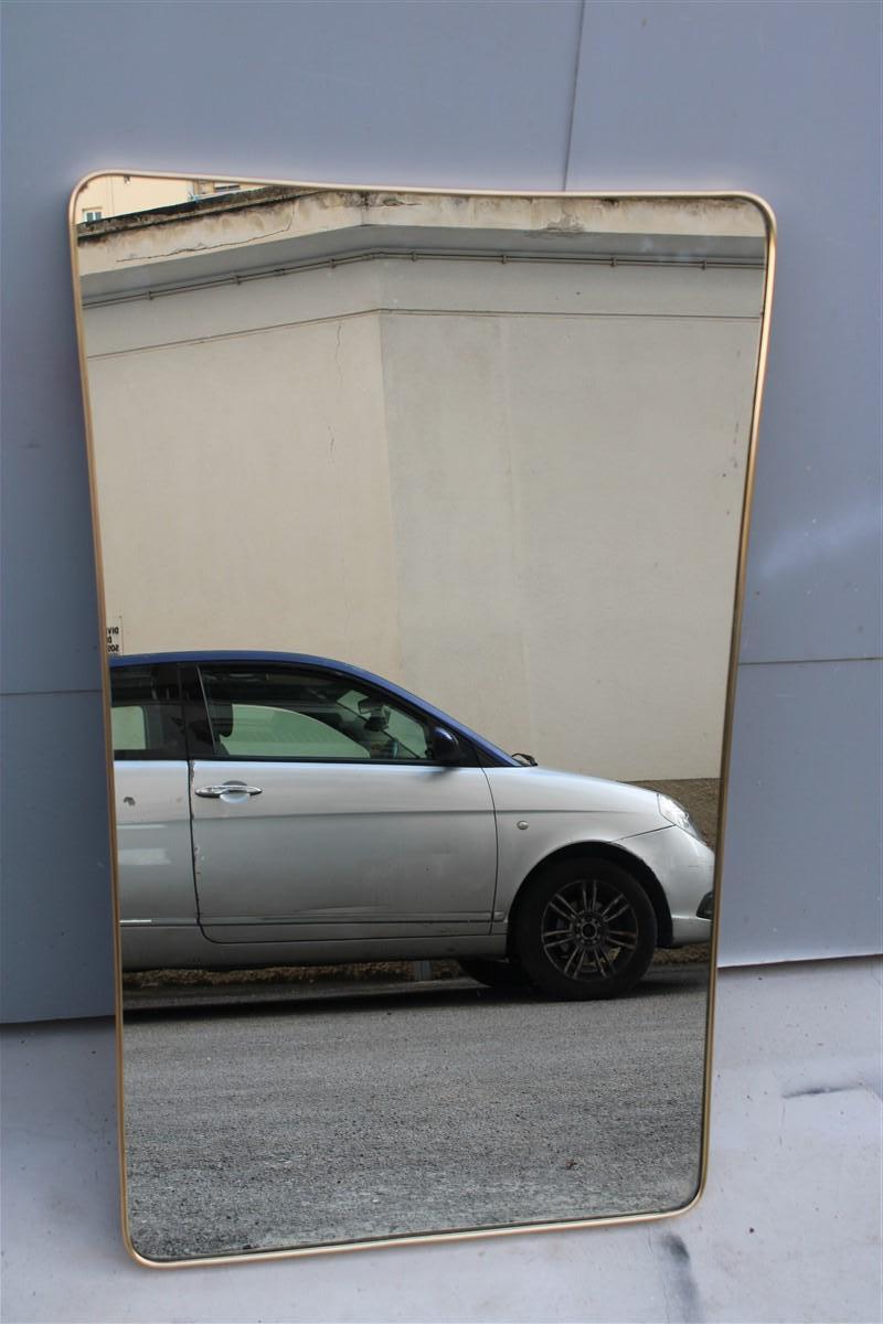 Rare Italian Shaped Mirror in Midcentury Style  Gio Ponti Style Brass Gold  3