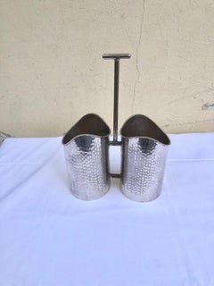 Rare Italian Silver Plated Wine Bottle Holder, in the Style of Lino Sabattini