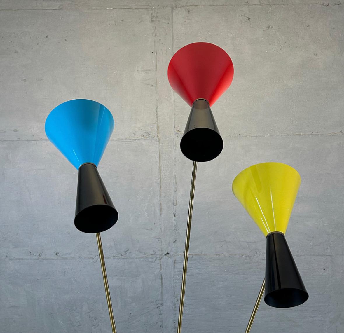 Rare Italian Stilnovo Three-Arm Tripod Floor Lamp from the 1960’s 2