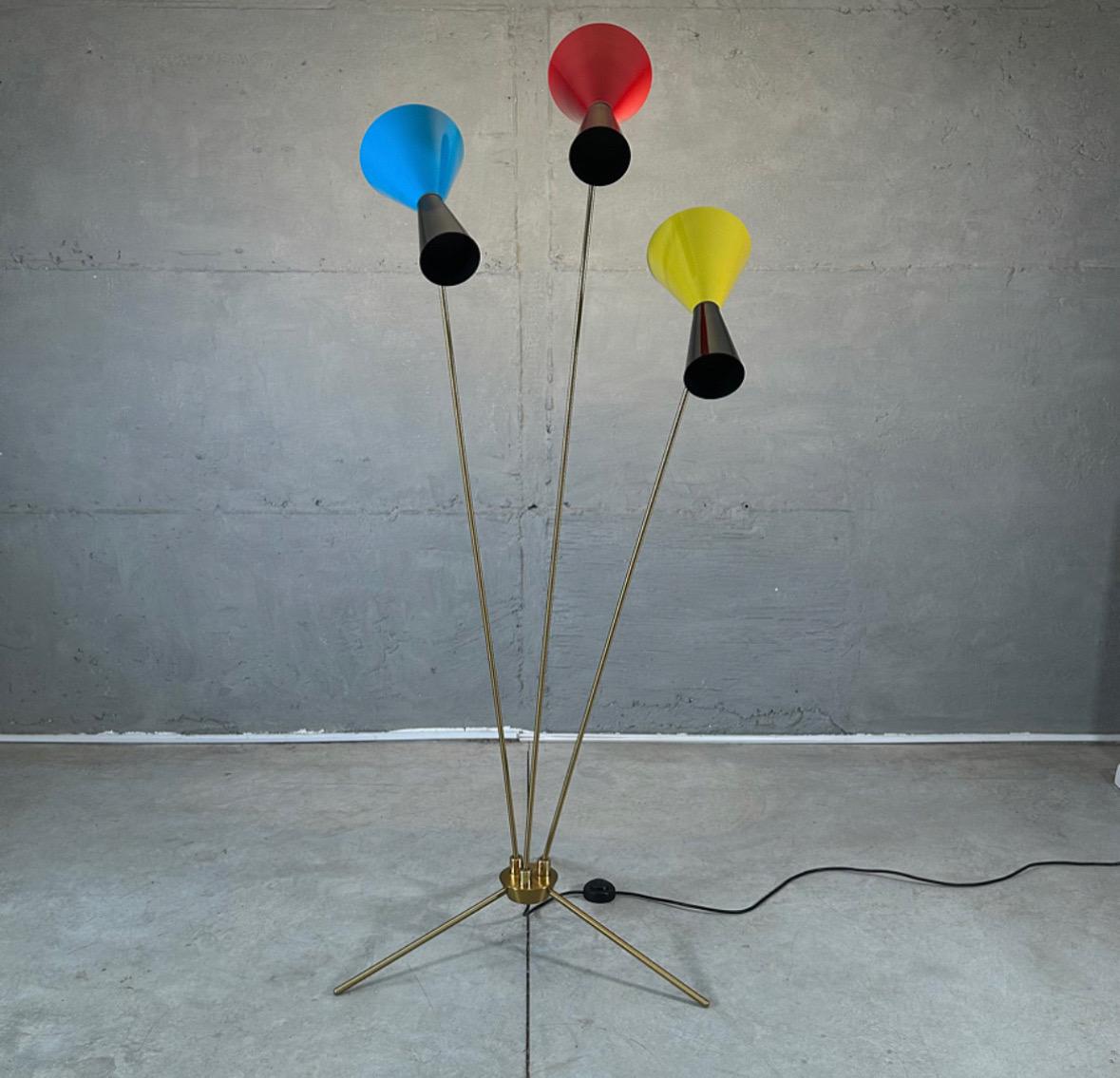 Rare Italian Stilnovo Three-Arm Tripod Floor Lamp from the 1960’s 3
