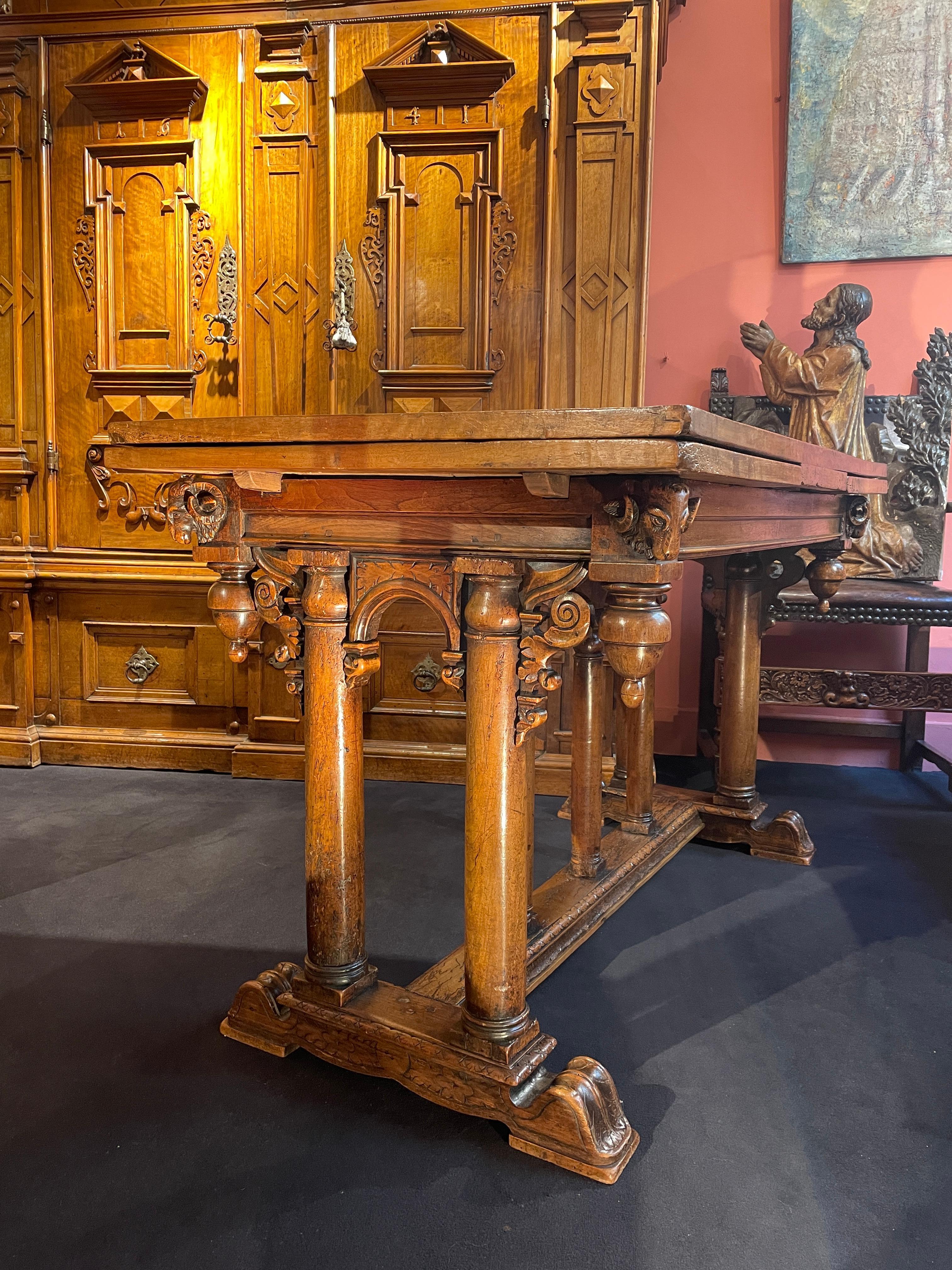 Rare 'Italian' table from the second French Renaissance with its Ram's ...