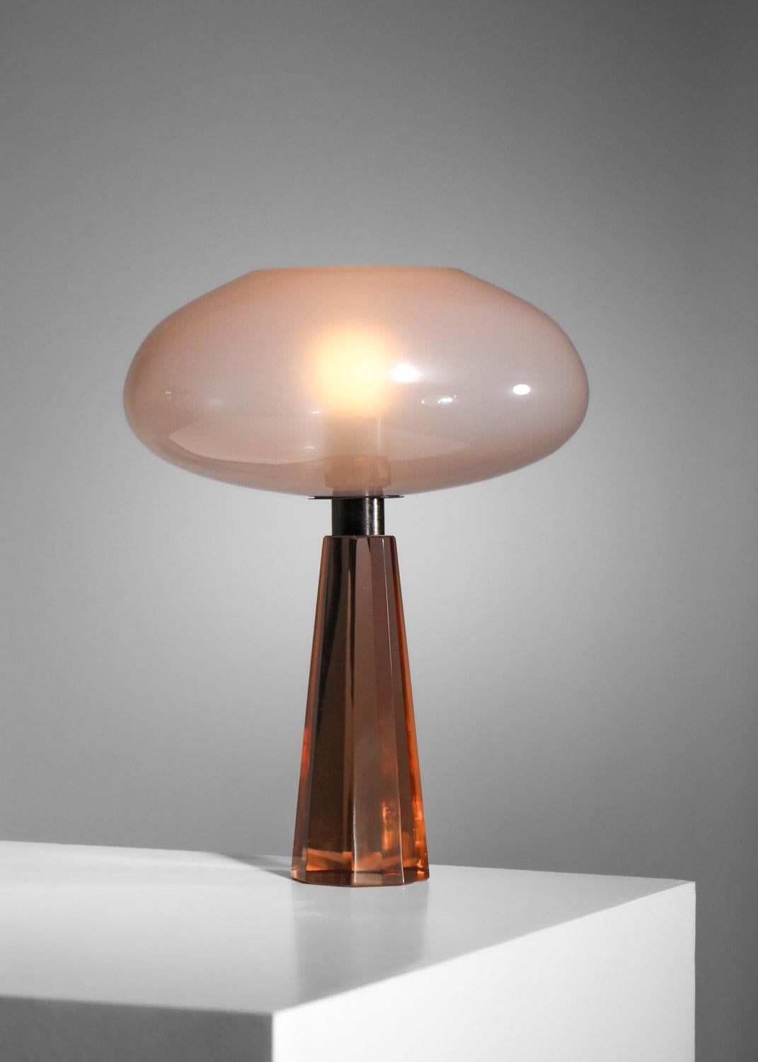 rare Italian table lamp attributed to Flavio Poli for Seguso Murano glass For Sale 4