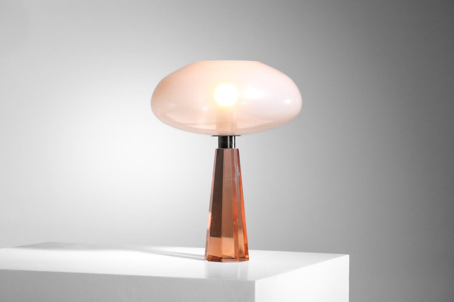 rare Italian table lamp attributed to Flavio Poli for Seguso Murano glass For Sale 5