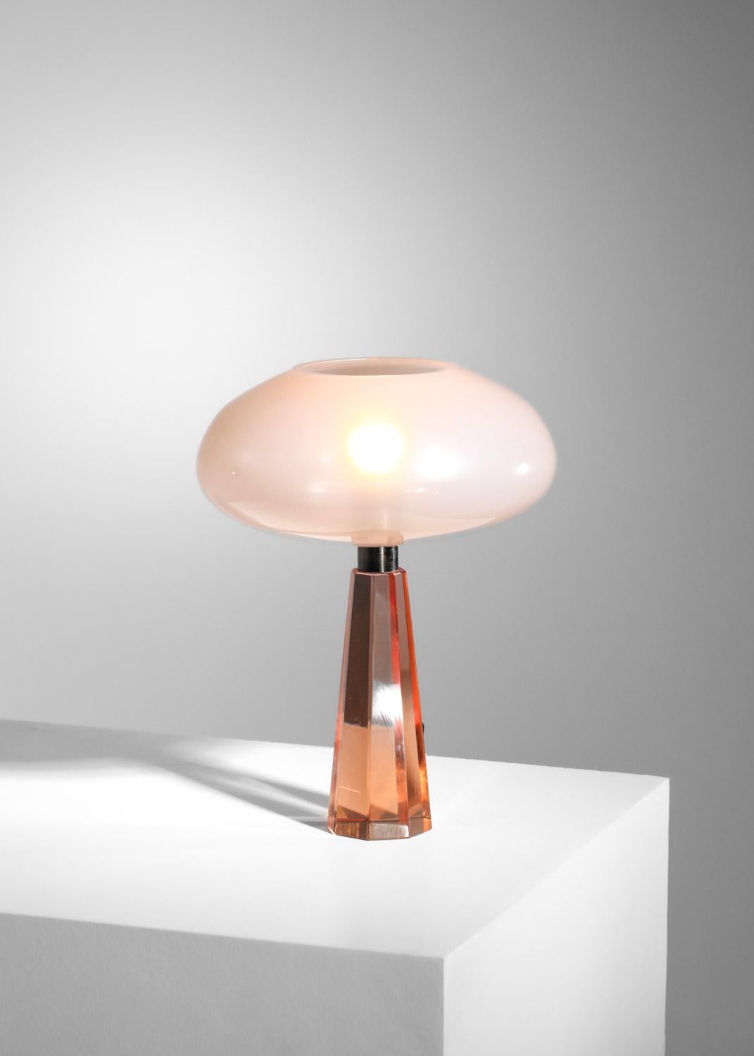rare Italian table lamp attributed to Flavio Poli for Seguso Murano glass For Sale 6