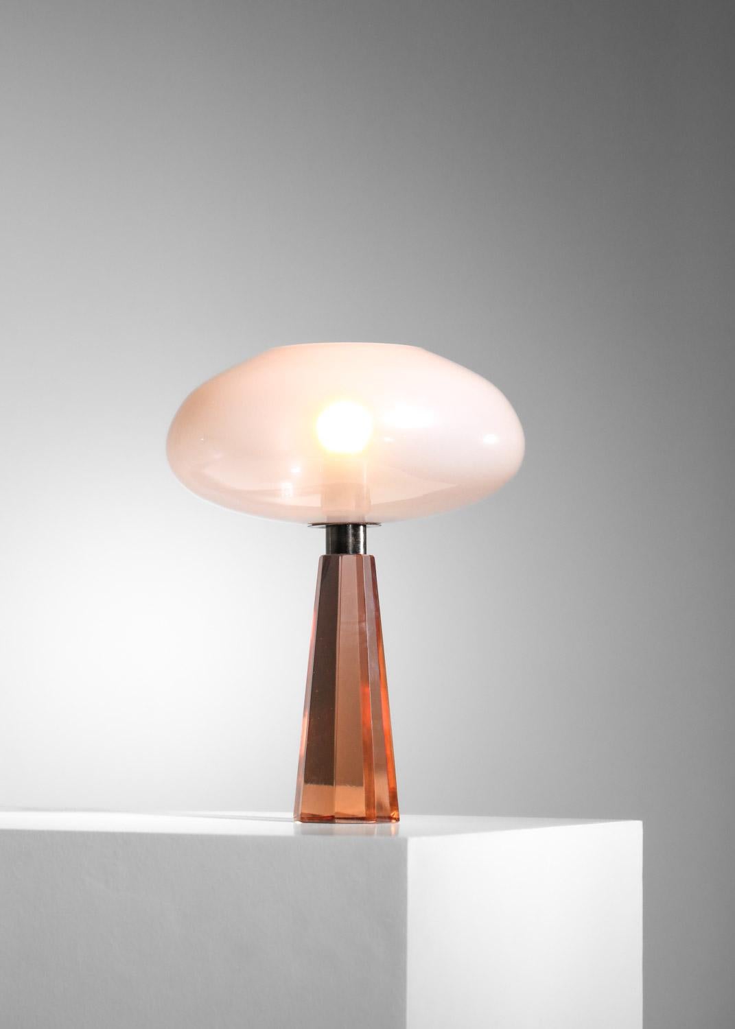 rare Italian table lamp attributed to Flavio Poli for Seguso Murano glass For Sale 7