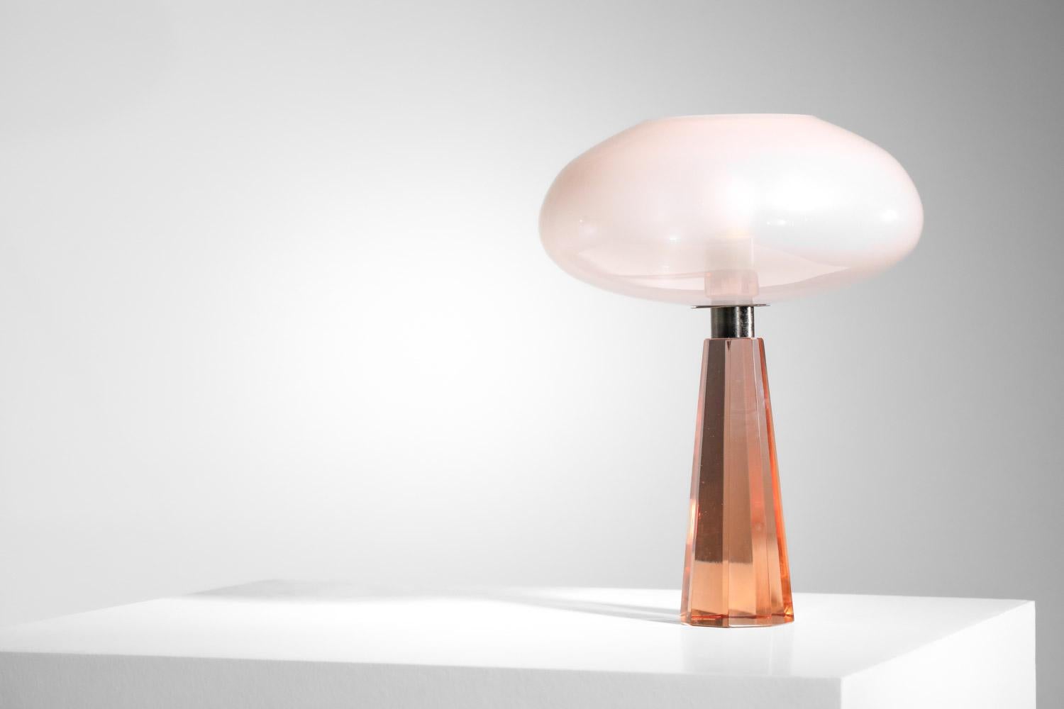 rare Italian table lamp attributed to Flavio Poli for Seguso Murano glass For Sale 9