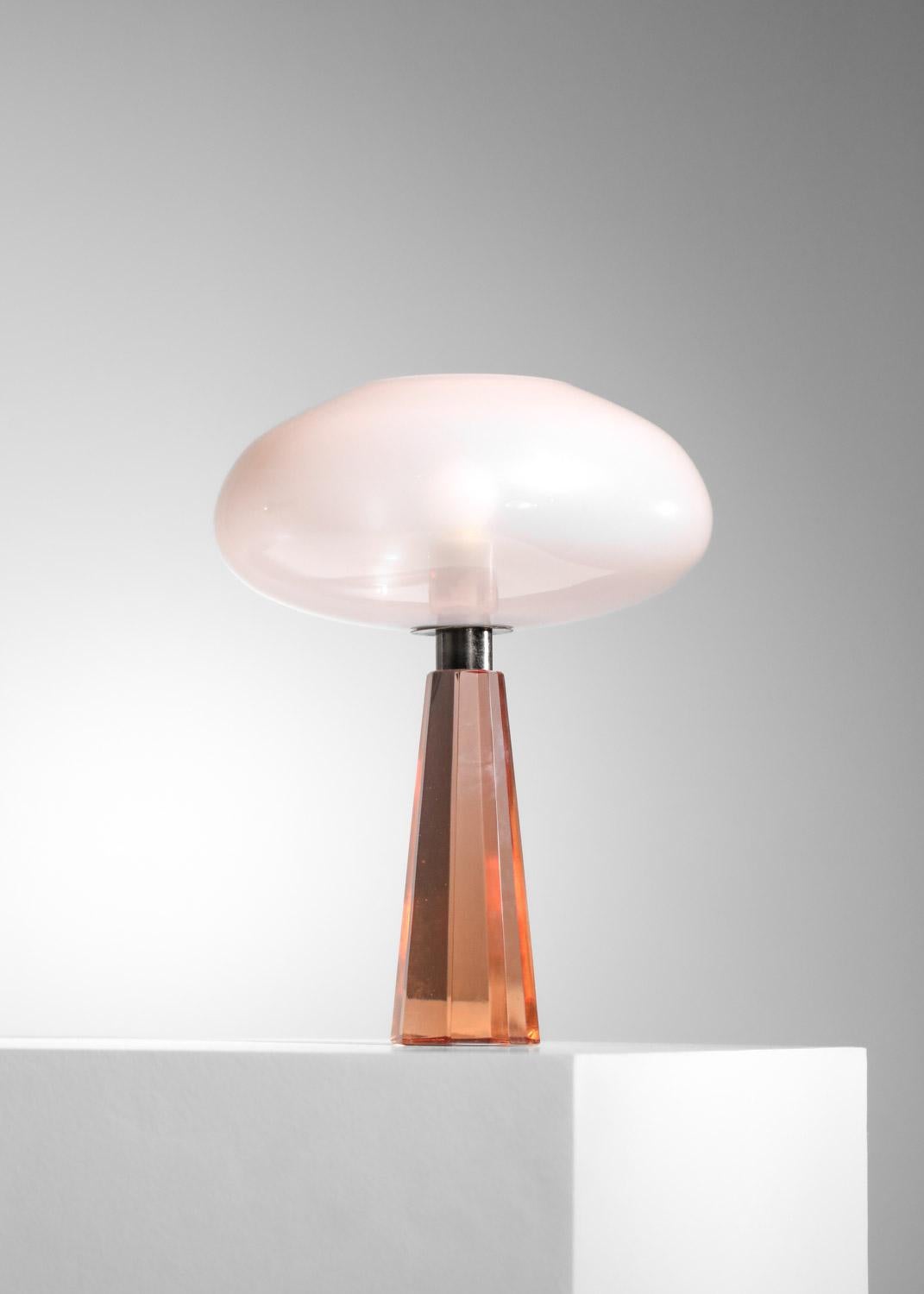 rare Italian table lamp attributed to Flavio Poli for Seguso Murano glass For Sale 10