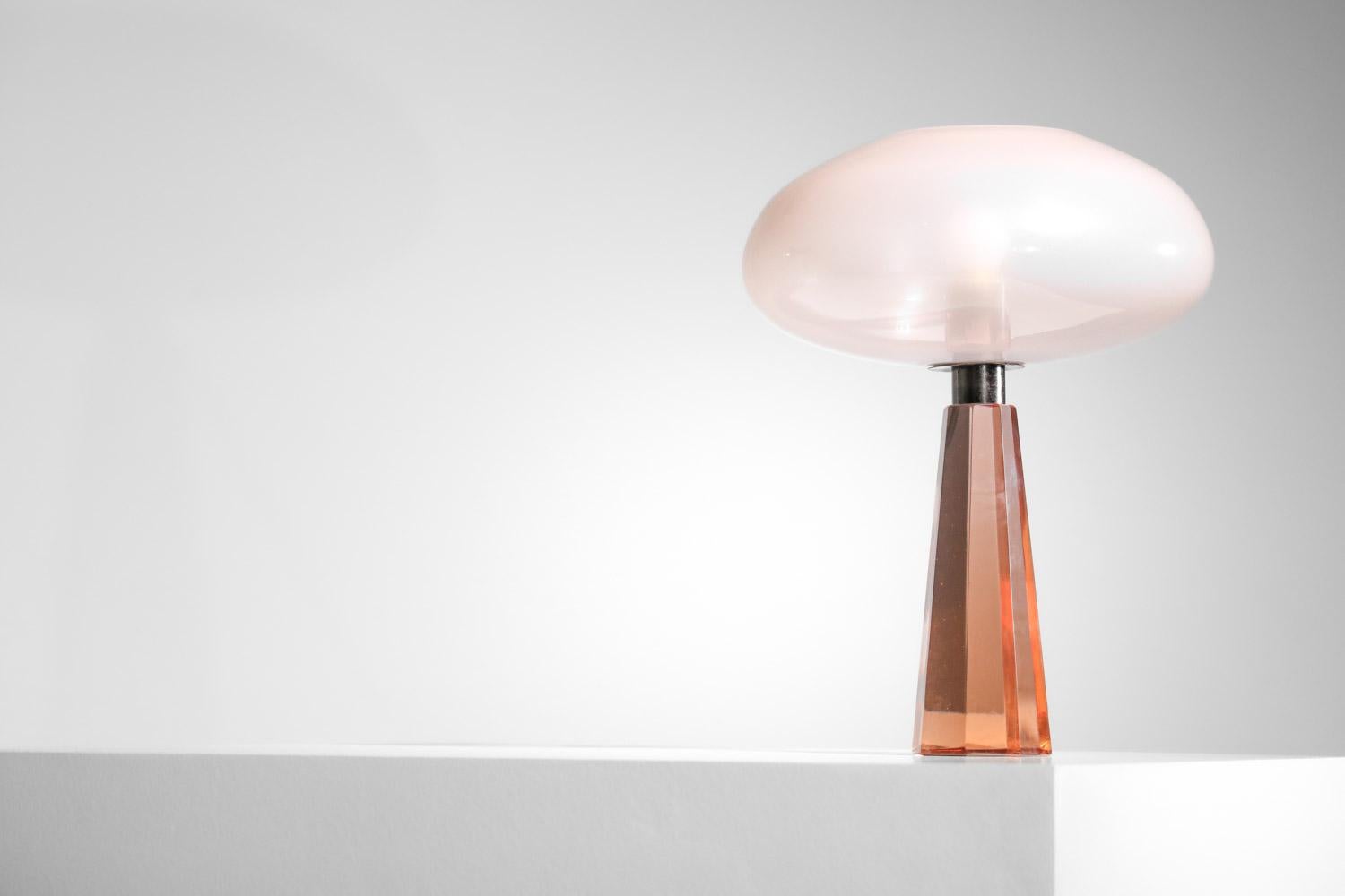 rare Italian table lamp attributed to Flavio Poli for Seguso Murano glass For Sale 11