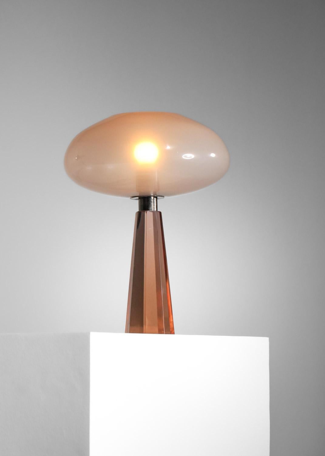 rare Italian table lamp attributed to Flavio Poli for Seguso Murano glass In Good Condition For Sale In Ternay, Auvergne-Rhône-Alpes