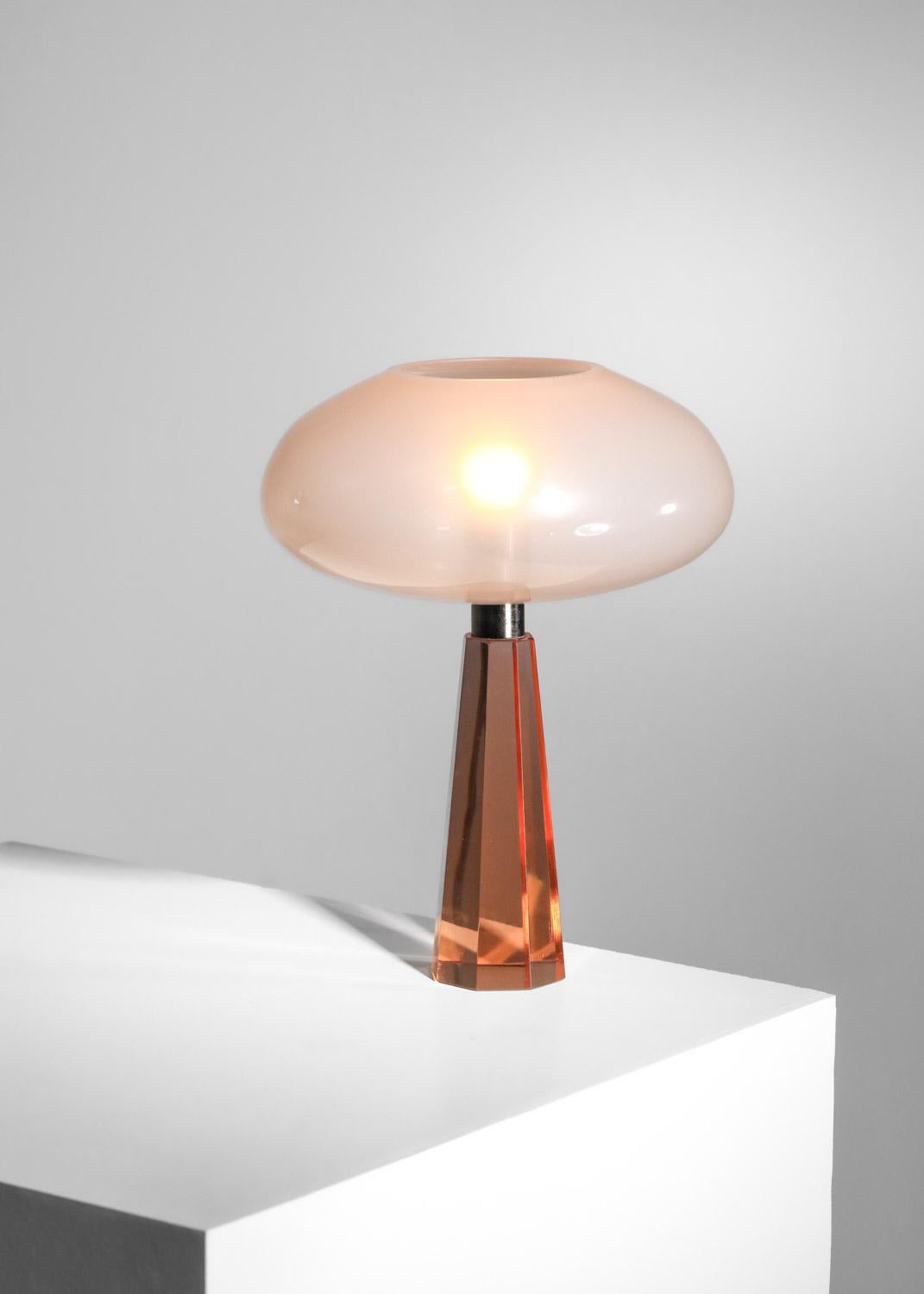 Mid-20th Century rare Italian table lamp attributed to Flavio Poli for Seguso Murano glass For Sale