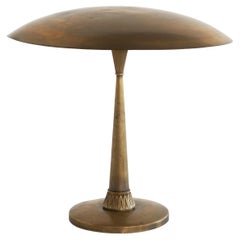 Rare Italian Table Lamp in Patinated Brass