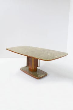 Rare Italian Table of Dassi Mobili Moderni Manufacture in Onyx and Brass