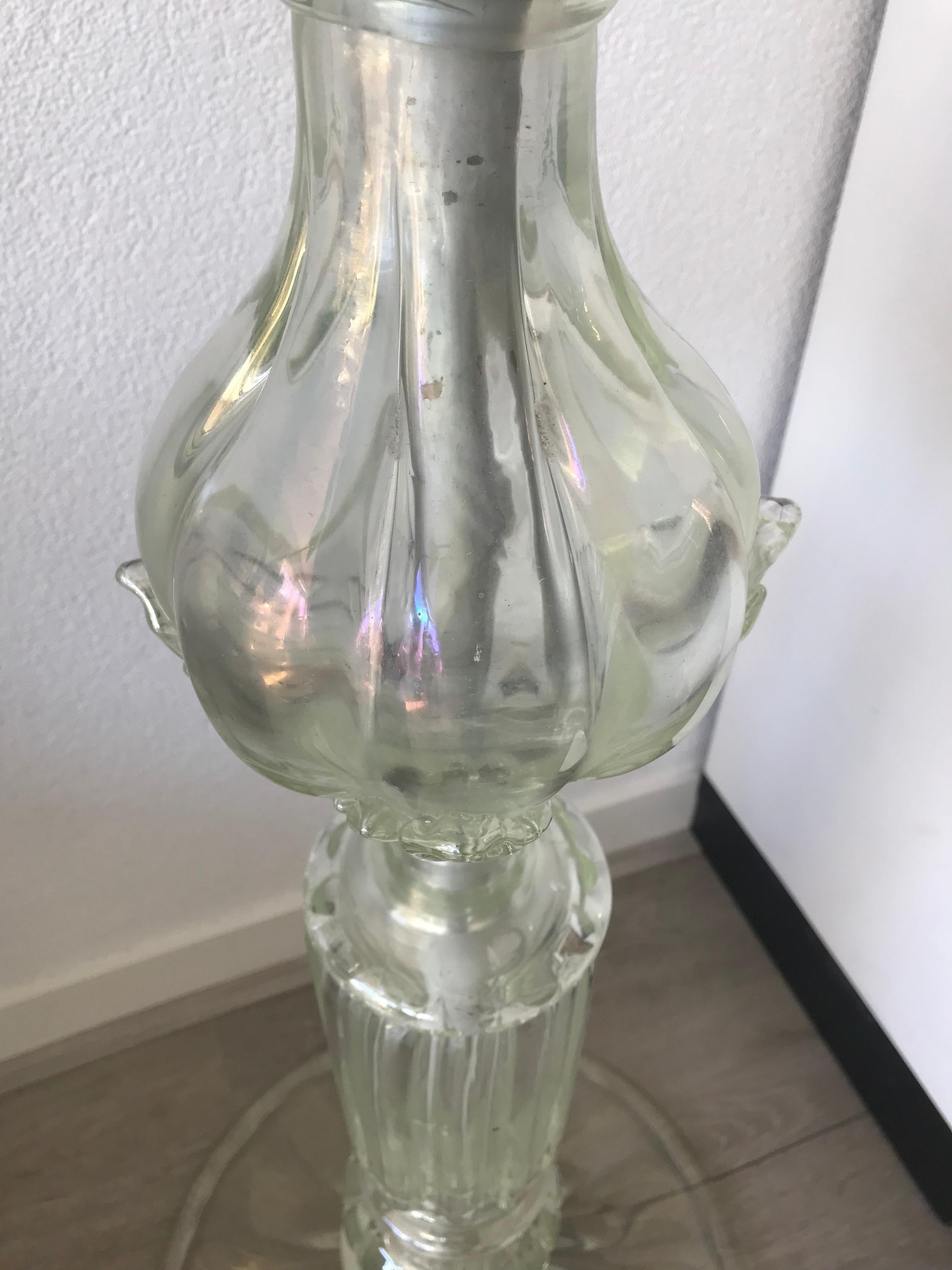 Rare Italian Venetian Midcentury Mouthblown Murano Glass Torcher Floor Lamp For Sale 3