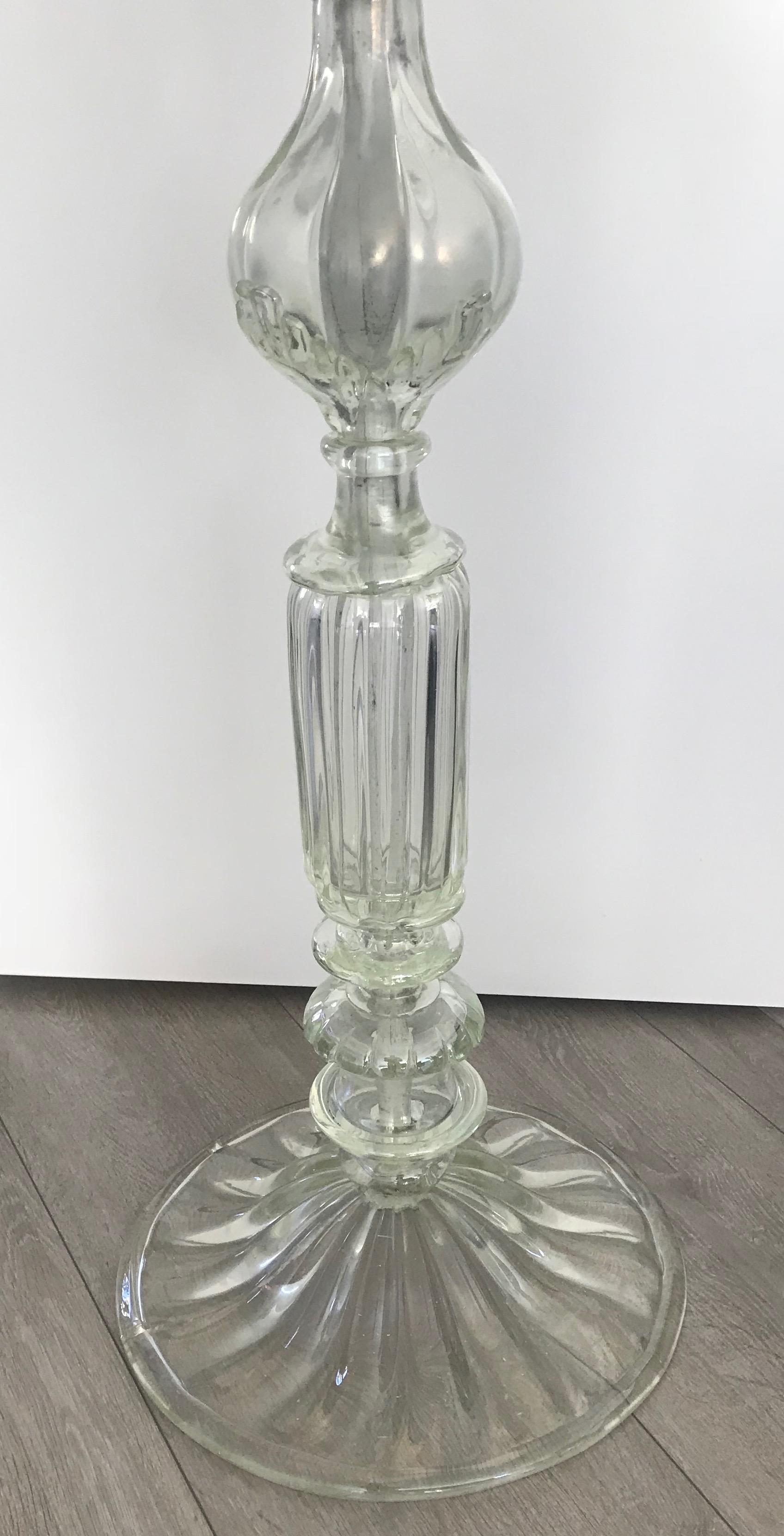 Rare Italian Venetian Midcentury Mouthblown Murano Glass Torcher Floor Lamp For Sale 8
