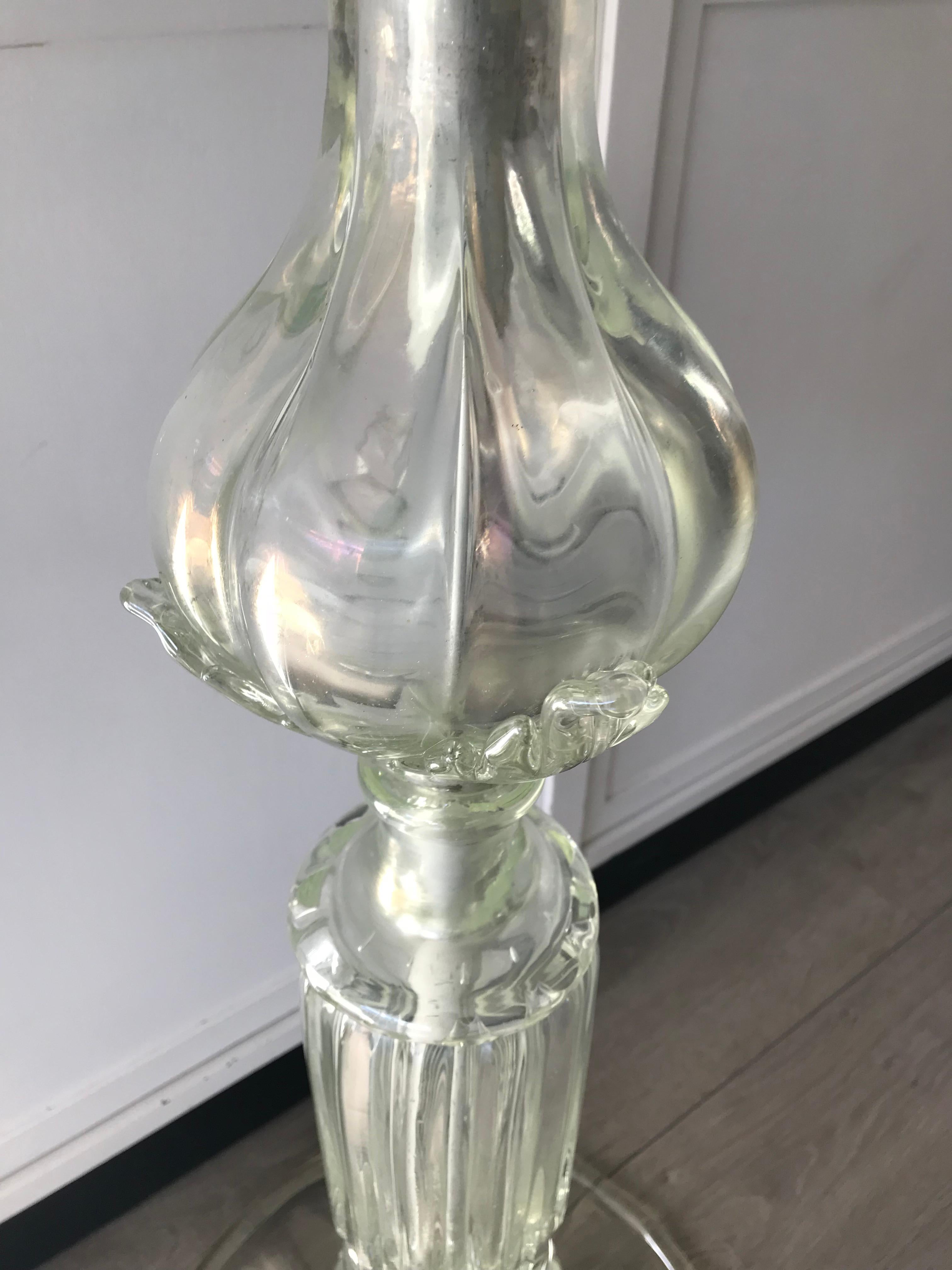 Hand-Crafted Rare Italian Venetian Midcentury Mouthblown Murano Glass Torcher Floor Lamp For Sale